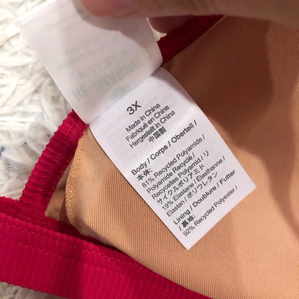 J Crew Ribbed Triangle Bikini Top Hot Pink Size‎ 3X